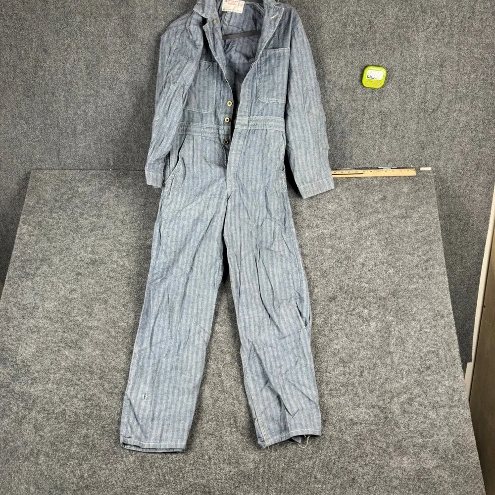 Universal Overall Co Coveralls Mens Size 34 Blue Herringbone Cotton Stone Cutter